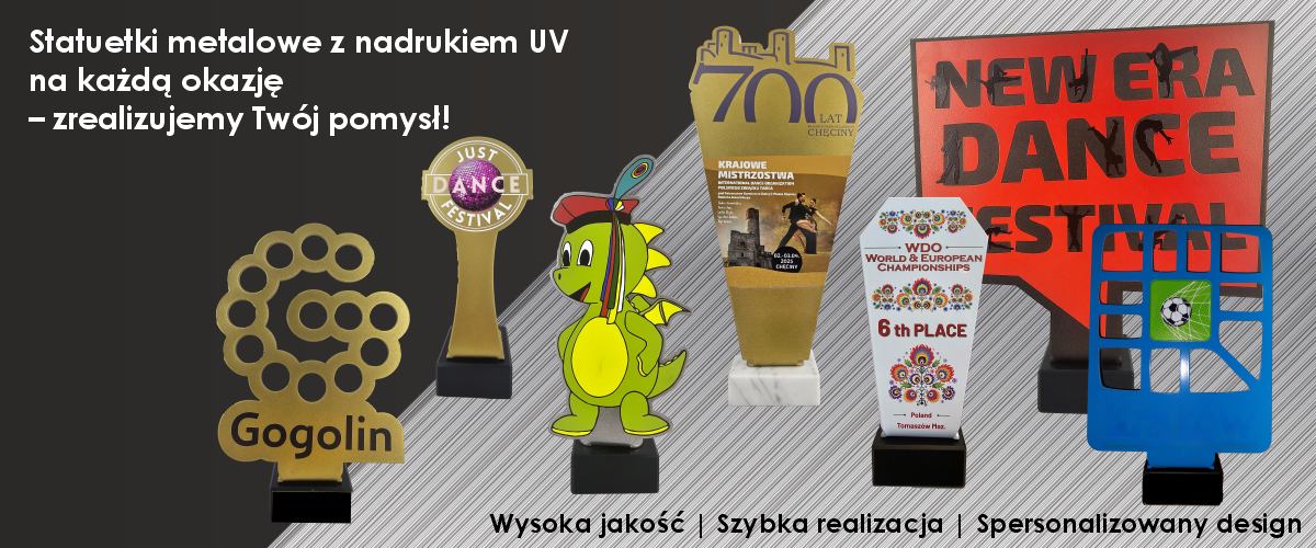 statuetki metalowe z nadrukiem uv